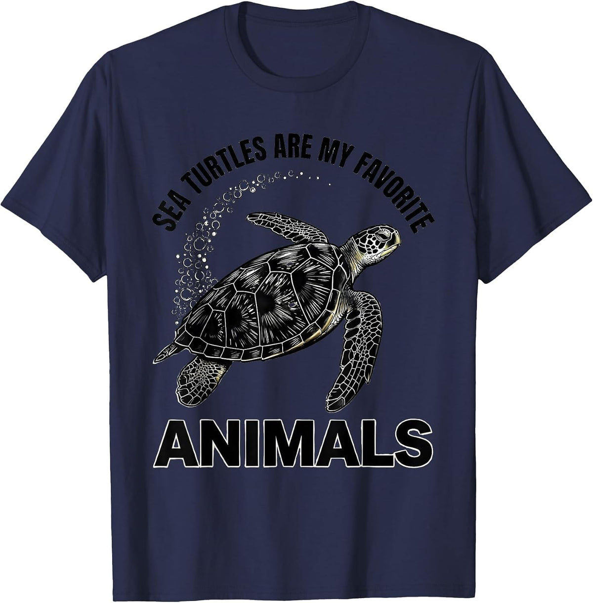 Men's Sea Turtles Are My Favorite Animals Cute Ocean Animal Lover T-Shirt - Navy Blue