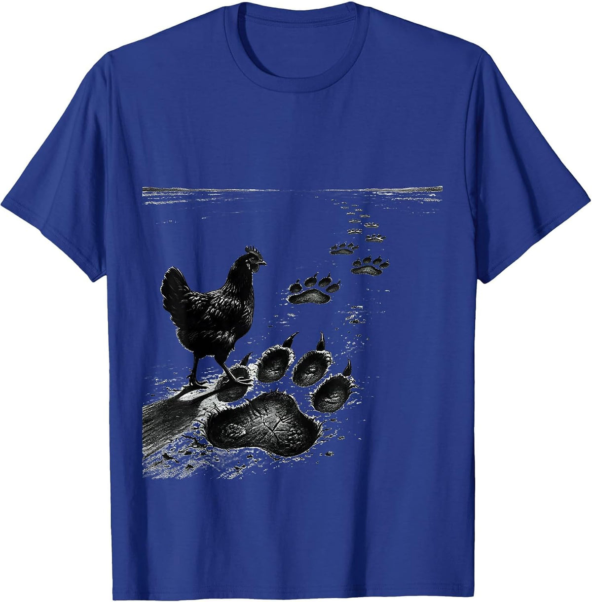 Chicken Footprints Funny Chicken Lover Novelty Gift T-Shirt - Royal Blue
