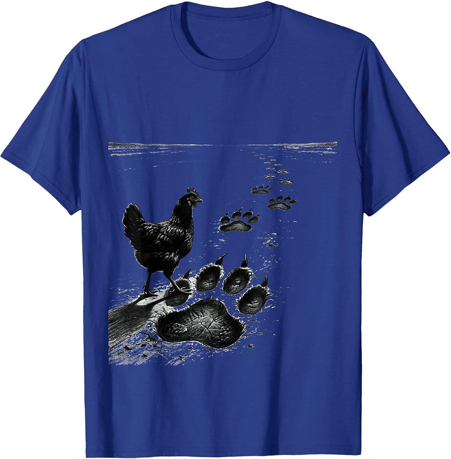 Chicken Footprints Funny Chicken Lover Novelty Gift T-Shirt - Royal Blue