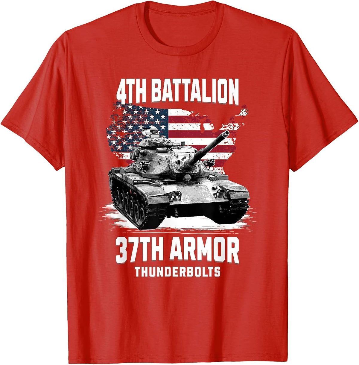 4th Battalion 37th Armor M60 Battle Tank Military Veteran T-Shirt - Red