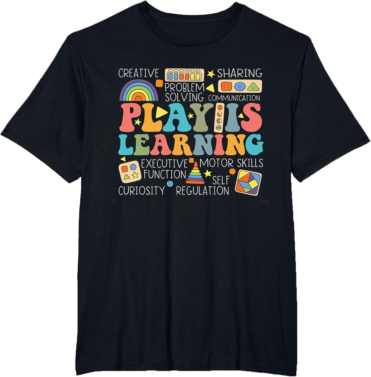Groovy Play is Learning Kindergarten Teacher Appreciation T-Shirt - Black