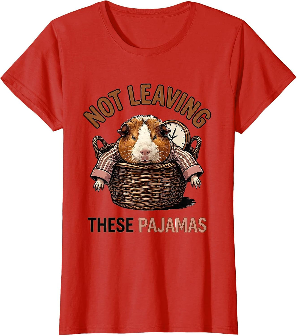 Women's Not Leaving These Pajamas Funny Animal Pajama Humor T-Shirt - Red