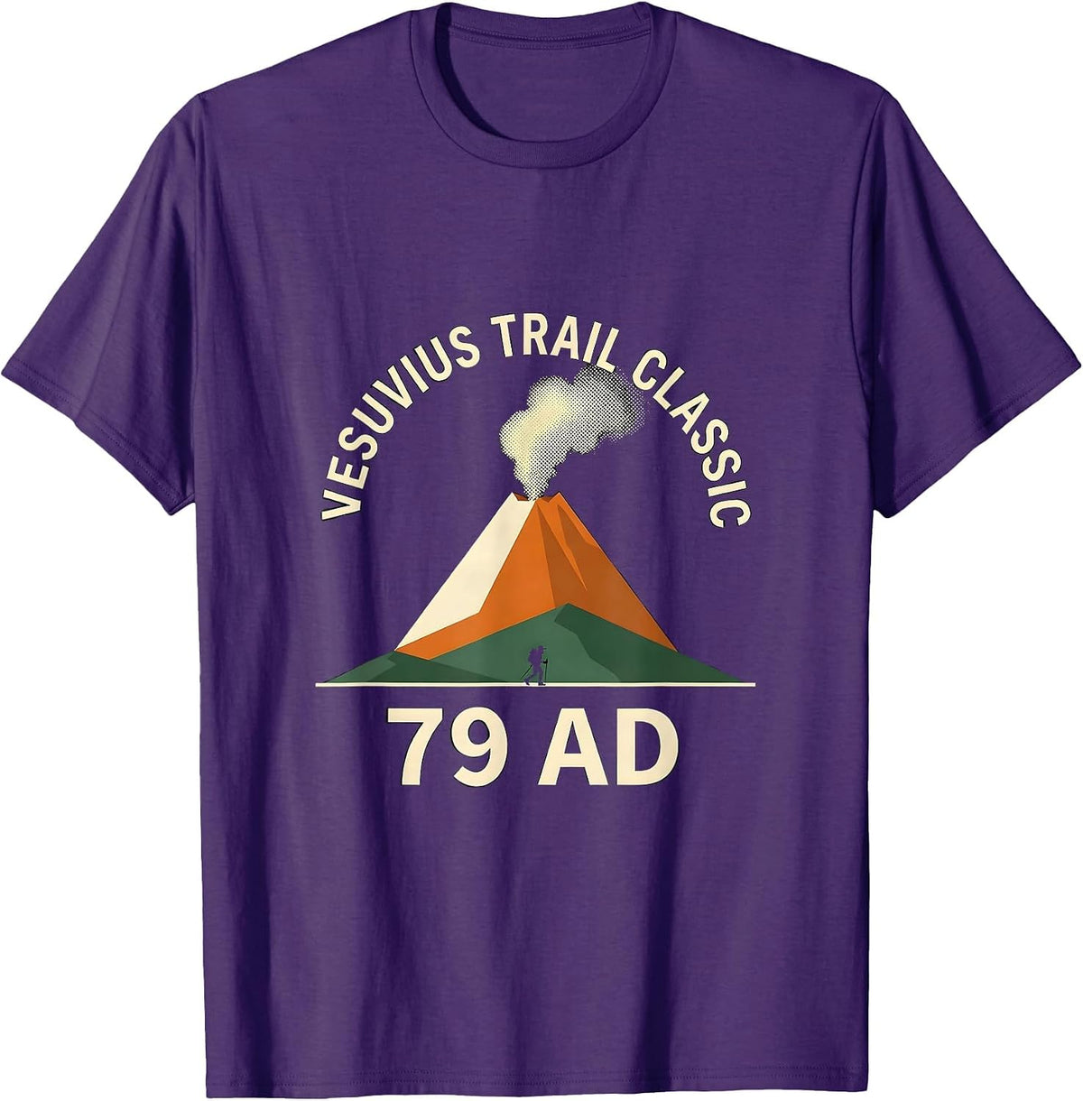 Men's Vesuvius Trail Classic 79 AD Funny Volcano History Geography T-Shirt - Purple