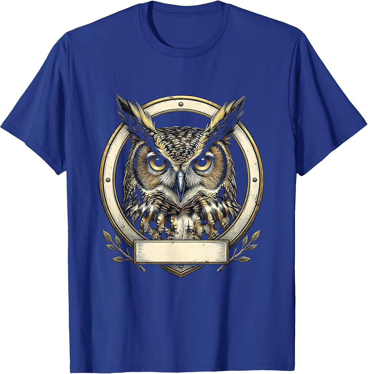 Owl Shield Badge Bird Lover Humor T-Shirt - Royal Blue
