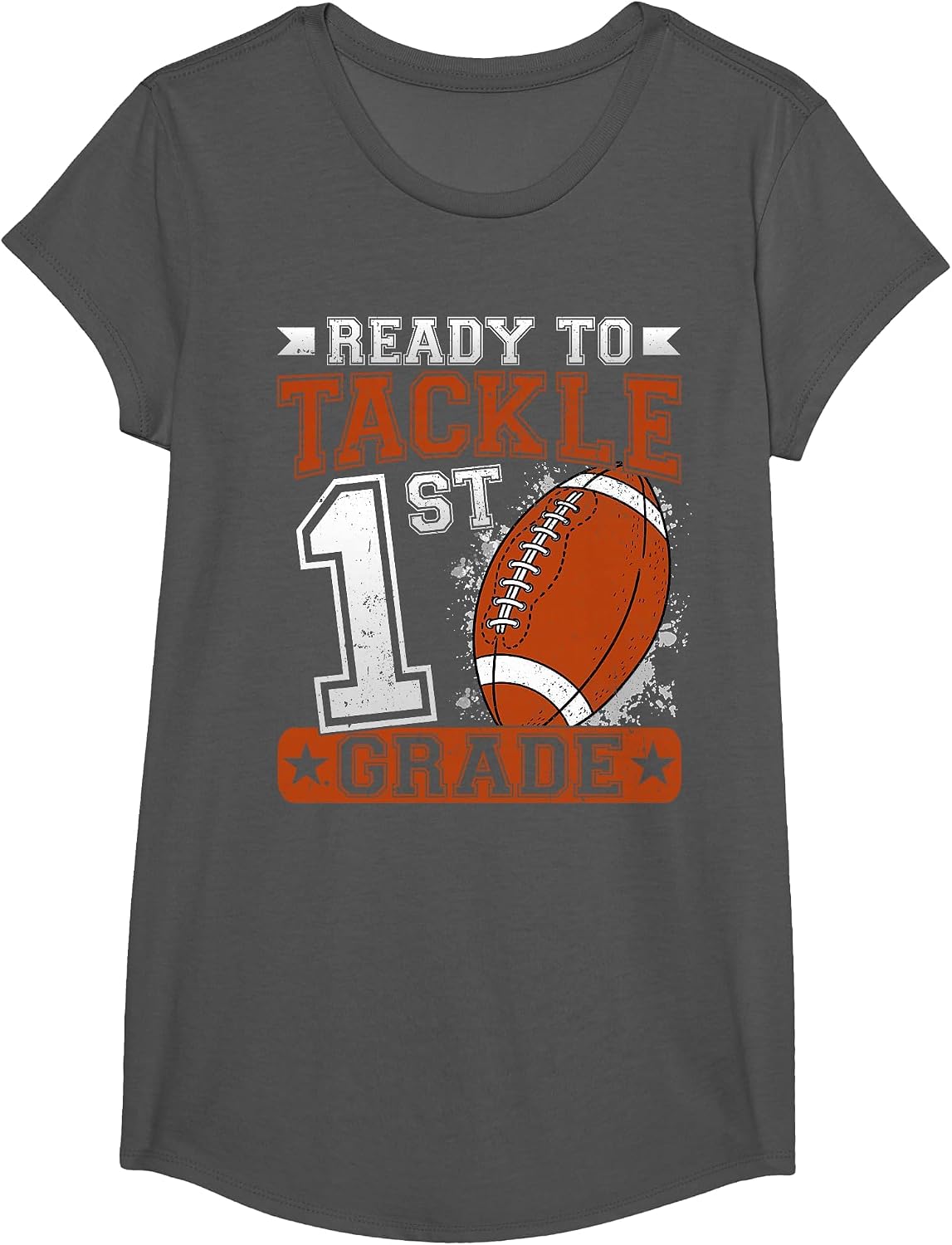 Ready to Tackle 1st Grade Football First Day Boys Toddlers T-Shirt - Girls Asphalt Grey