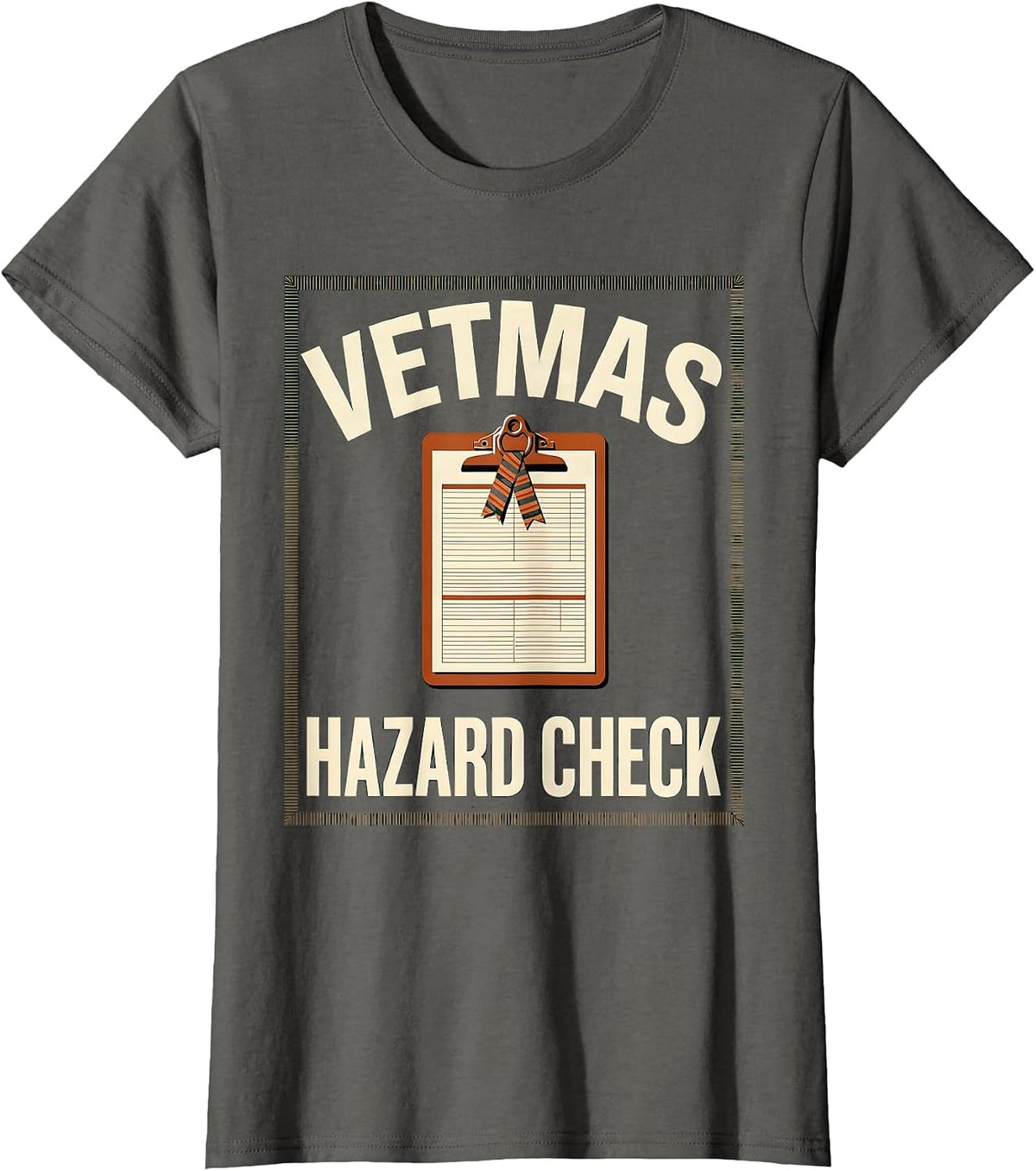 Women's Vetmas Hazard Check Funny Veterinarian Christmas Vet Tech T-Shirt - Asphalt Grey