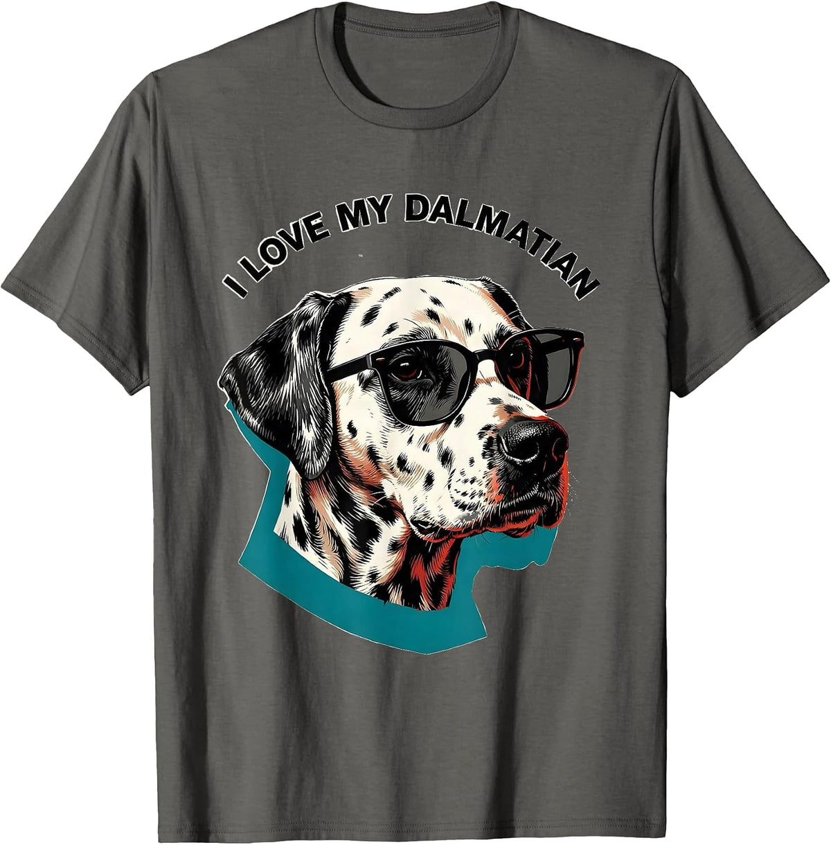 Men's I Love My Dalmatian Funny Dalmatian Dog Lover Breed Portrait T-Shirt - Asphalt Grey