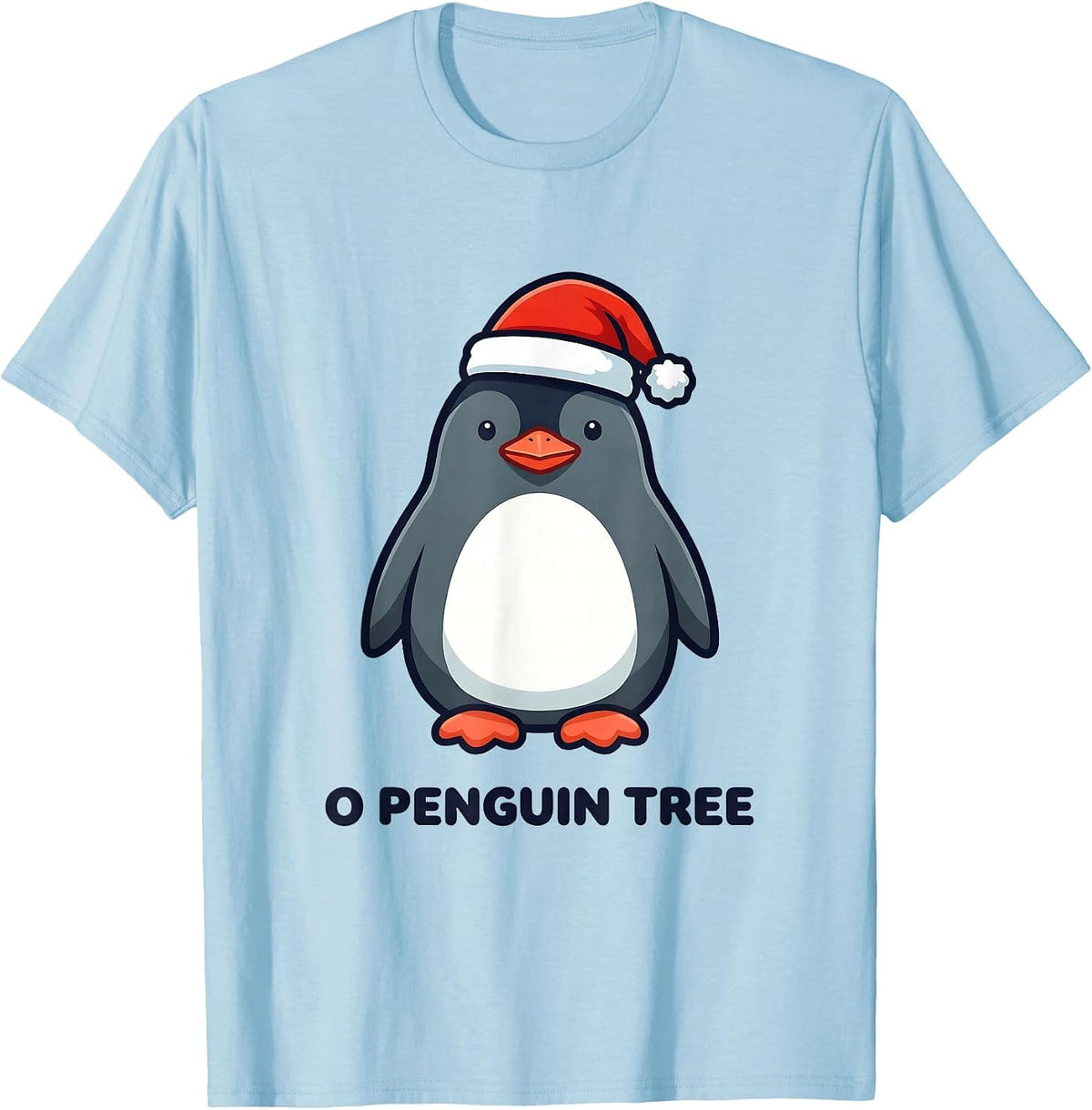 Men's O Penguin Tree Funny Penguin Lover Christmas Humor T-Shirt - Baby Blue