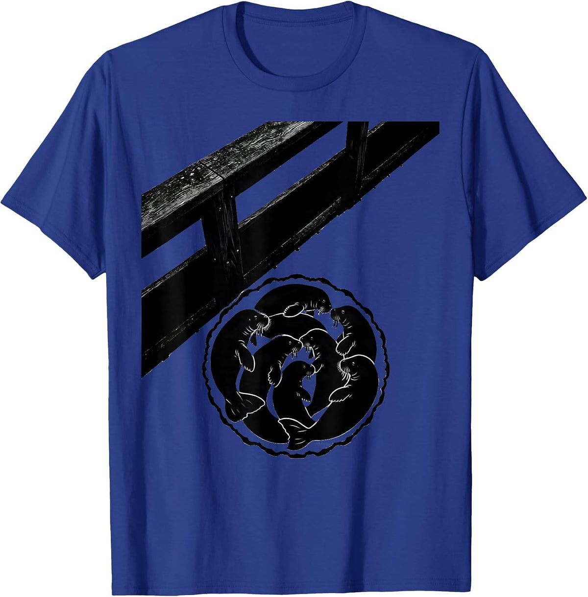 Manatee Silhouettes Florida Wildlife Lover Humor T-Shirt - Royal Blue