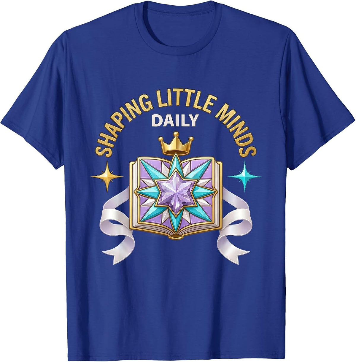 Men's Shaping Little Minds Daily First Grade Teacher T-Shirt - Royal Blue