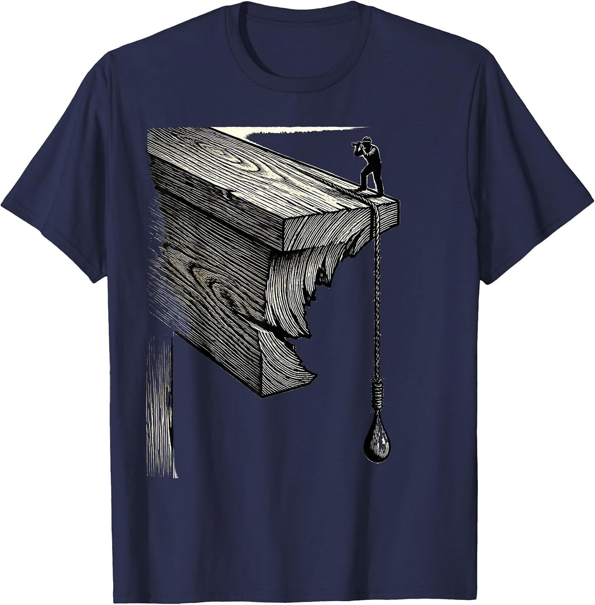 Men's Carved Rafter End Deadpan Carpenter Humor T-Shirt - Navy Blue