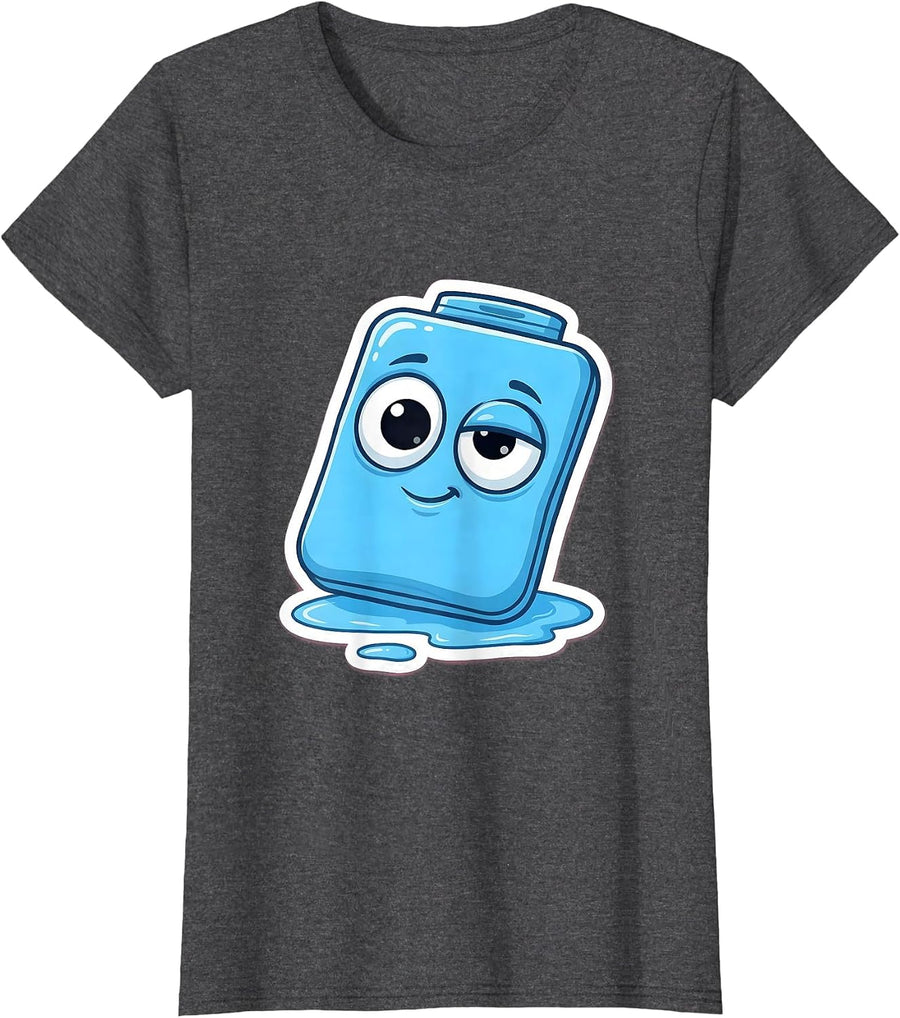 Women's Cute Ice Pack Googly Eyes School Nurse Design T-Shirt - Dark Heather Grey