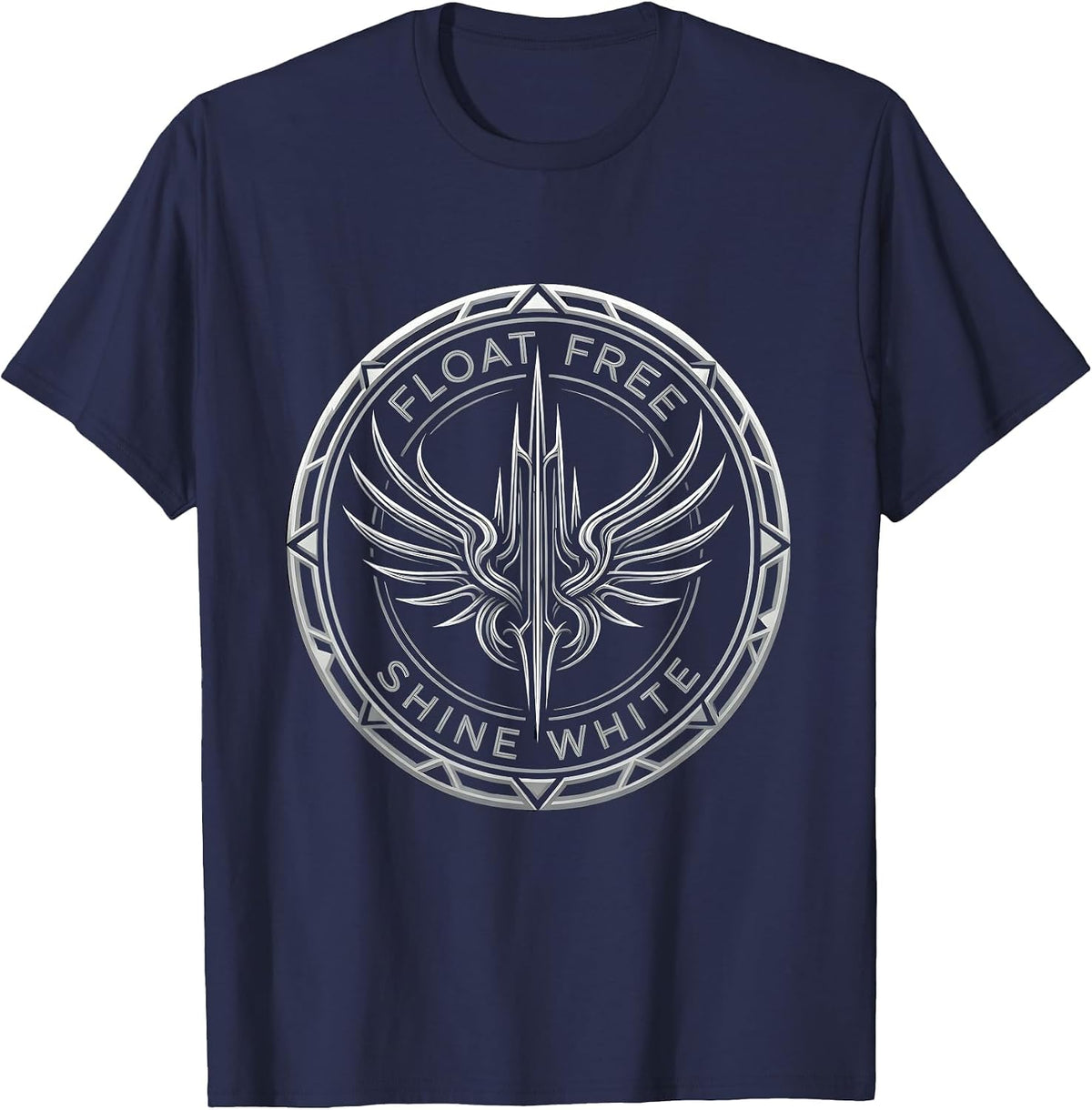 Men's Float Free Shine White Freedom Graphic Design T-Shirt - Navy Blue