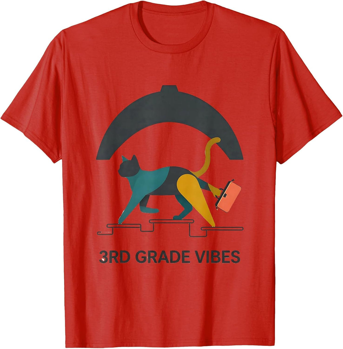 Men's 3rd Grade Vibes Cute Cat Lover Back To School Girls Kids T-Shirt - Red