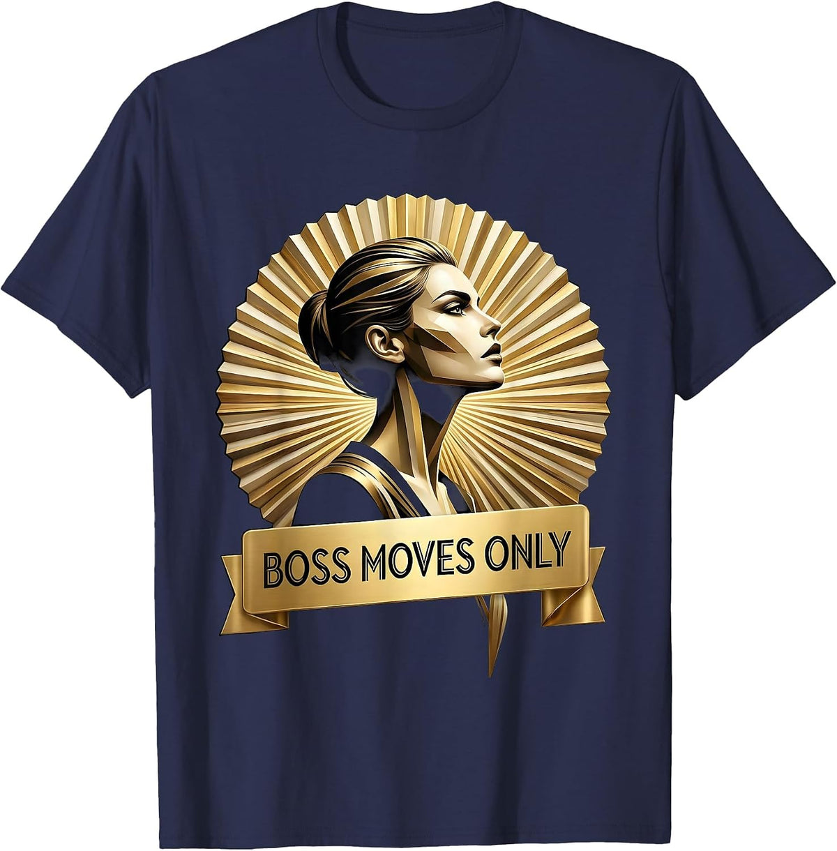Men's Boss Moves Only Empowerment Design T-Shirt - Navy Blue