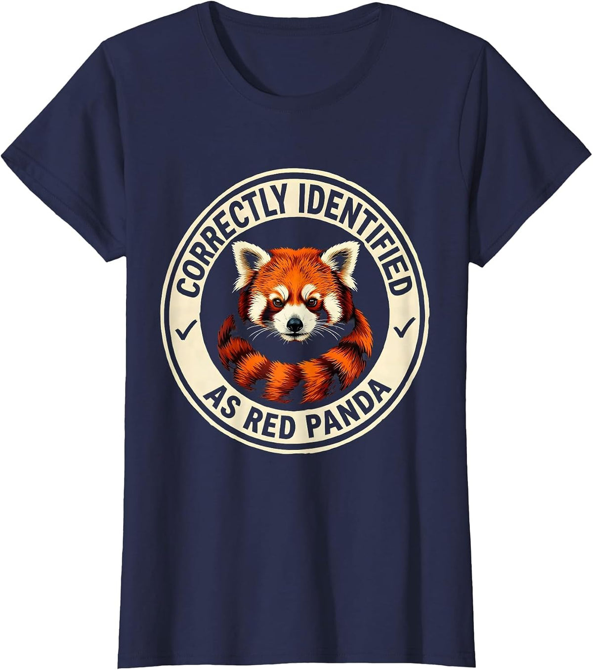 Women's Correctly Identified As Red Panda Funny Panda Lover Animal T-Shirt - Navy Blue