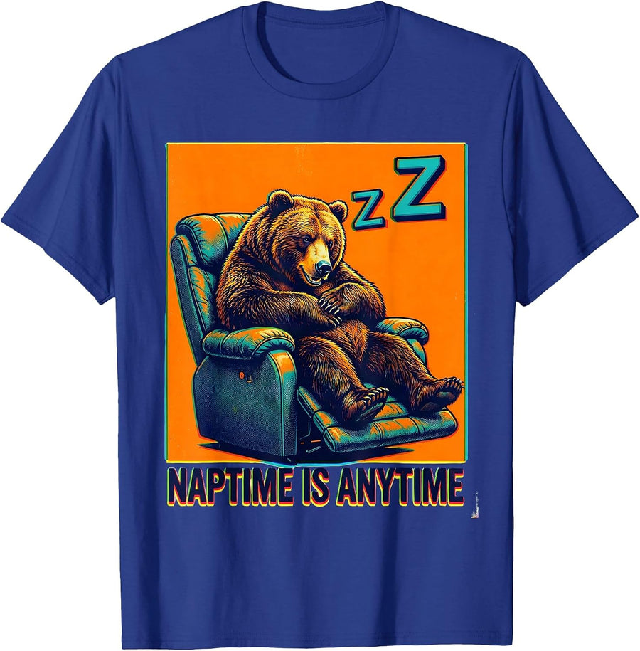 Naptime Is Anytime Funny Nap Lover Design T-Shirt - Royal Blue