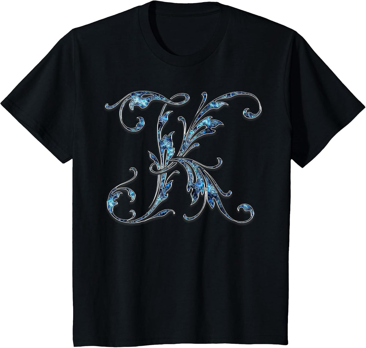 Monogram Initial Letter K T-Shirt - Black