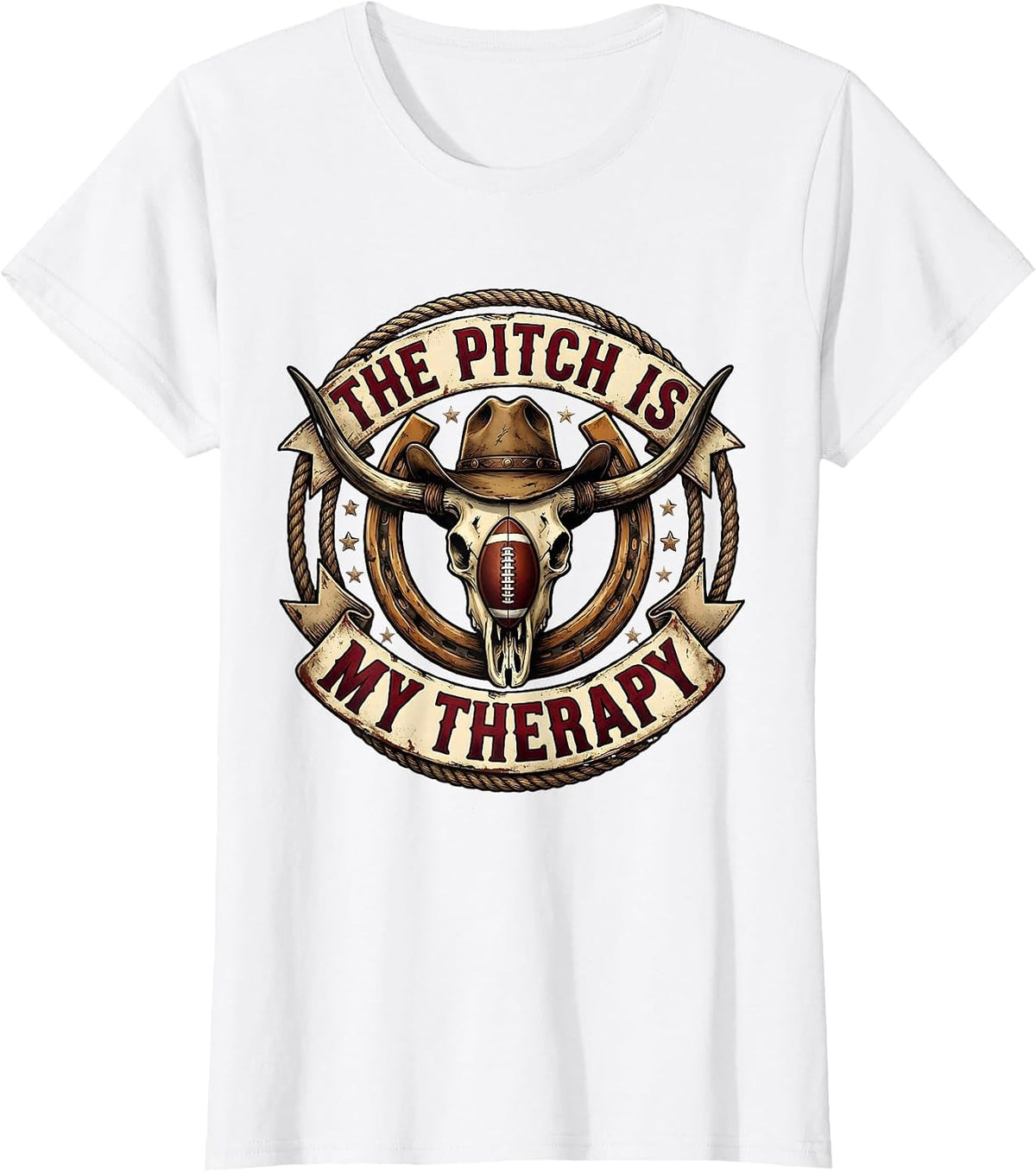 The Pitch Is My Therapy Rugby Design T-Shirt - White