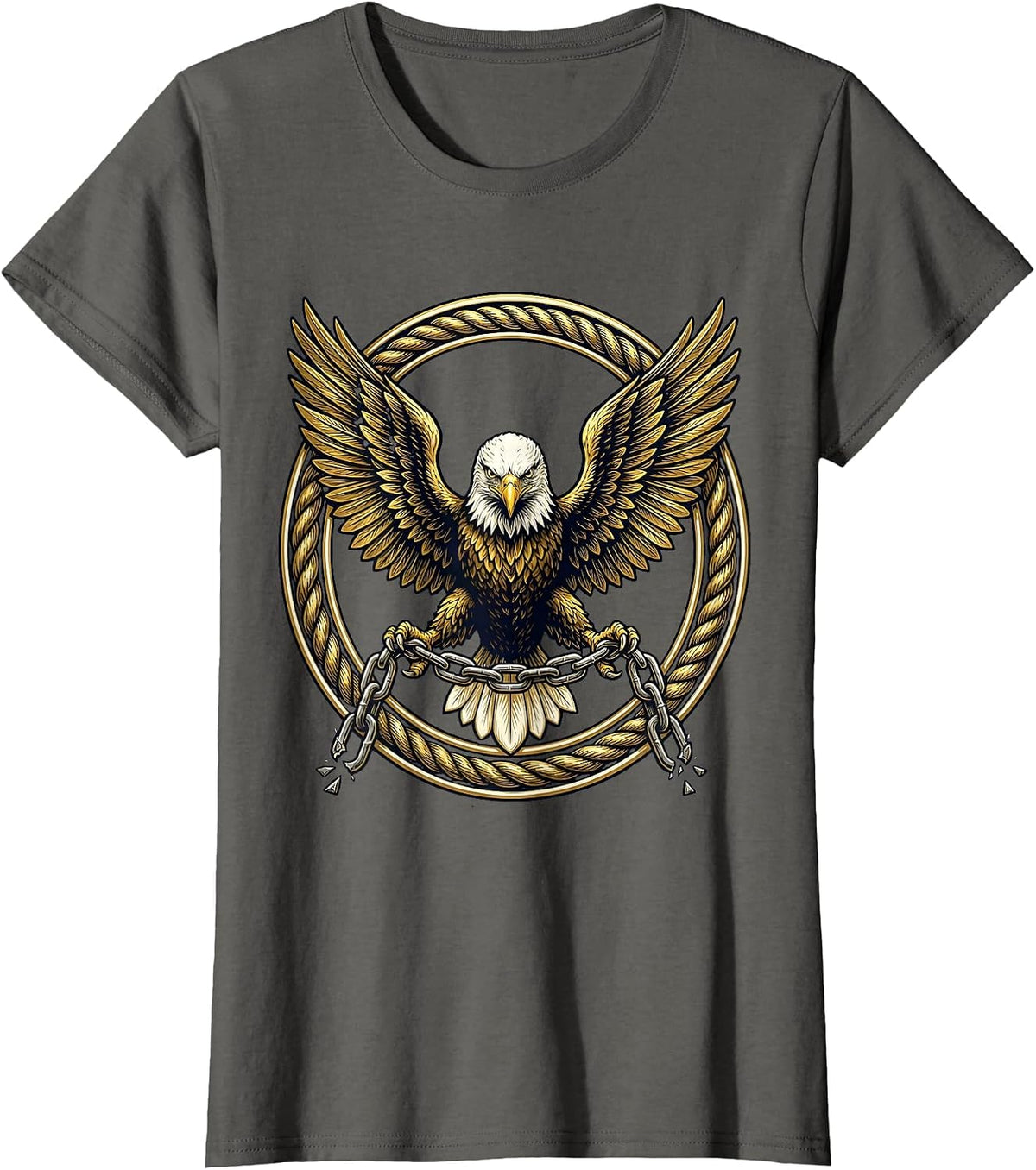Women's Freedom Kirk Bald Eagle Broken Chain Graphic T-Shirt - Asphalt Grey