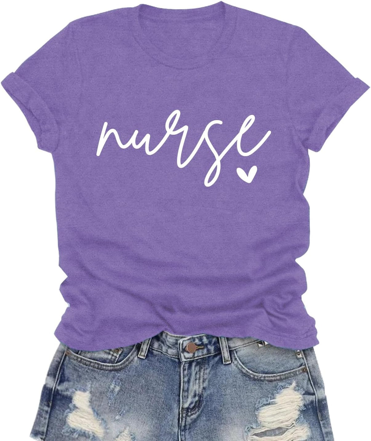 Nurse Shirt for Women Nurses Week T-Shirt Nursing Life Tee Tops - Purple