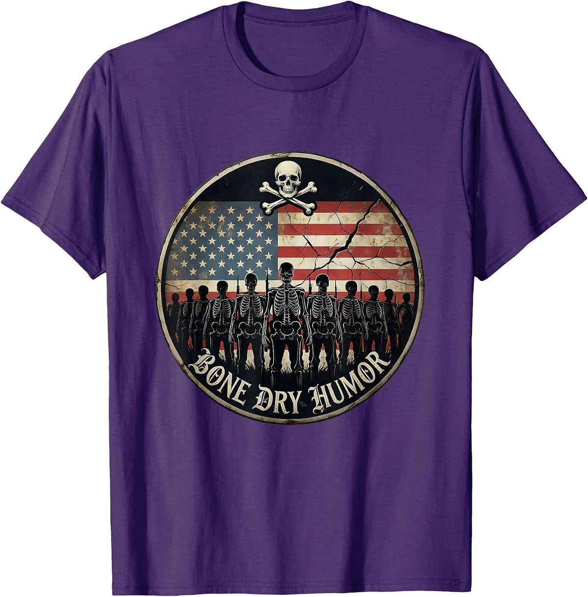 Bone Dry Humor Skeleton Graphic Design T-Shirt - Purple