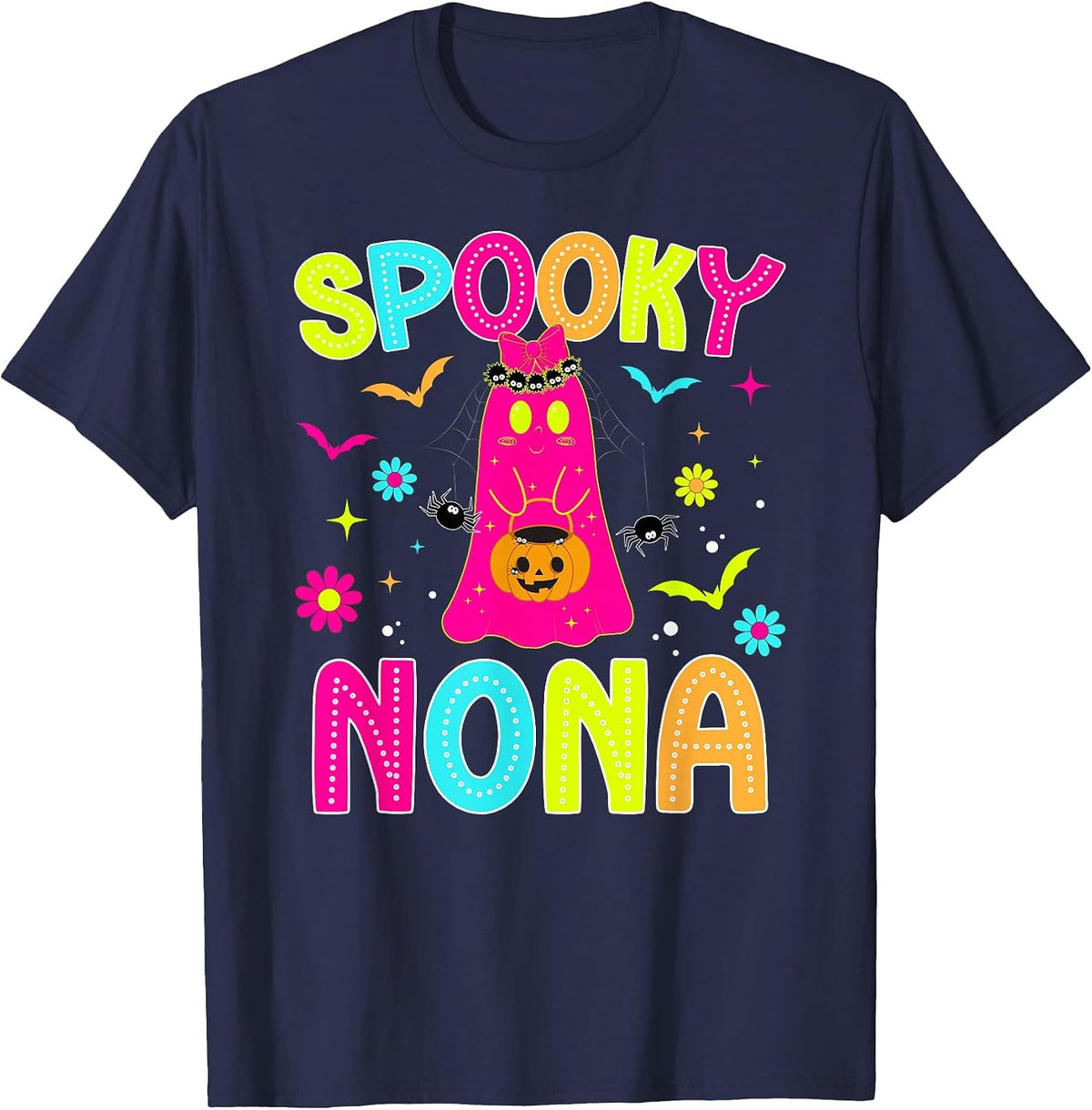 Spooky Nona Grandma Halloween Nona Grandmother Preppy T-Shirt - Navy Blue