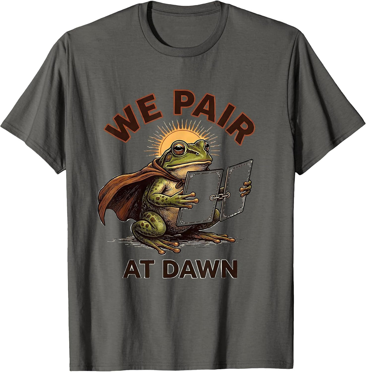 We Pair At Dawn Funny Frog Teacher Occupational Therapist T-Shirt - Asphalt Grey