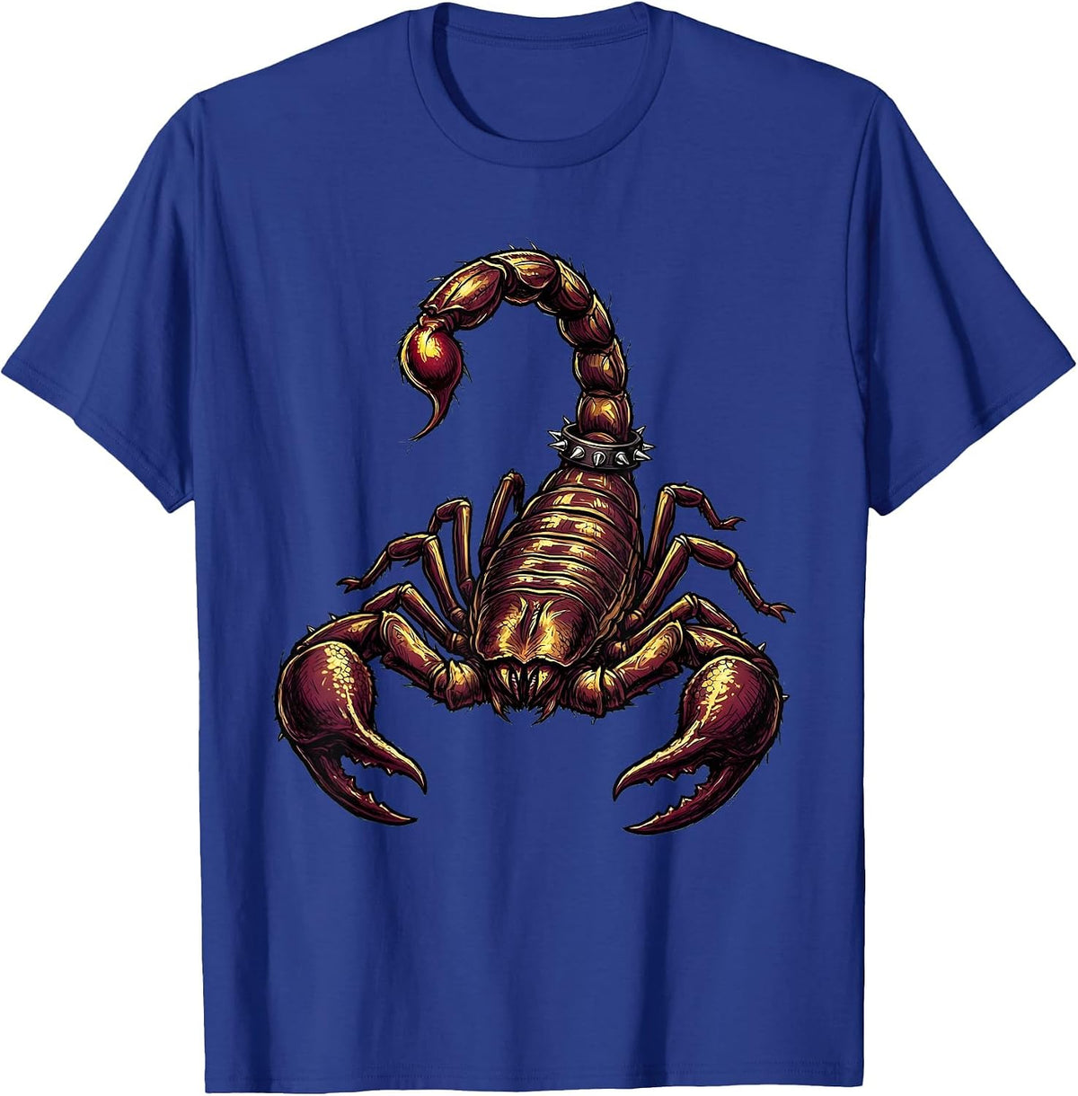 Men's Rock and Roll Scorpion Studded Collar Graphic T-Shirt - Royal Blue