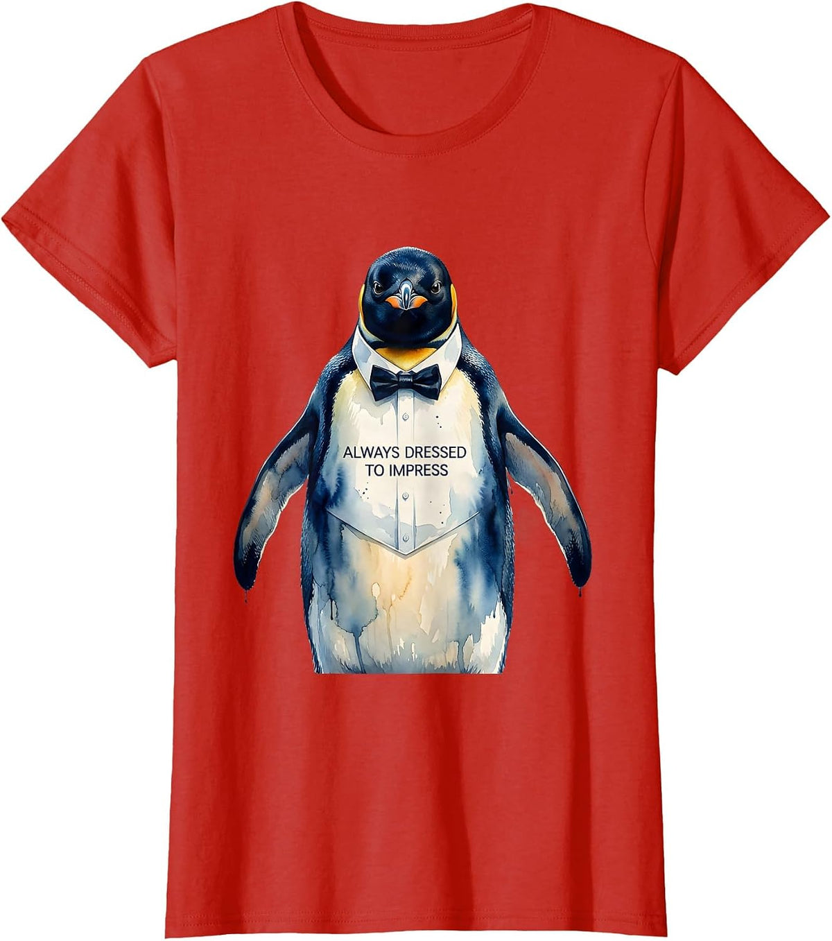 Always Dressed to Impress Penguin Design T-Shirt - Red