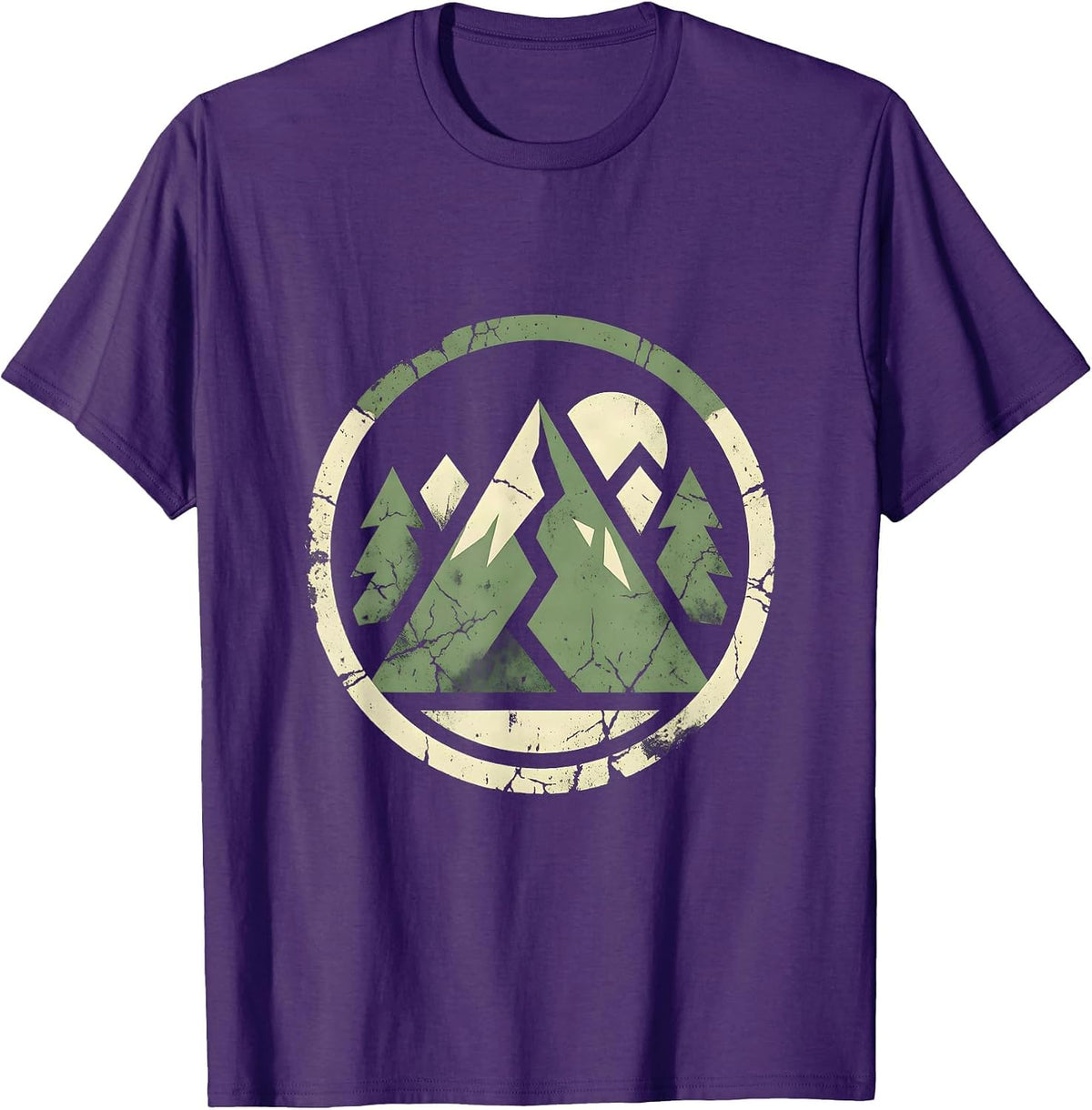 Girls Camo Hiker Mountain Trail Backpack Graphic T-Shirt - Purple