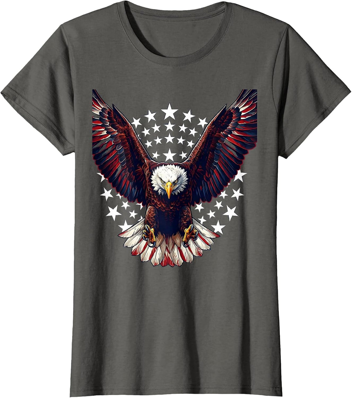 Women's Falcon Diving Through Open Sky Freedom Design T-Shirt - Asphalt Grey