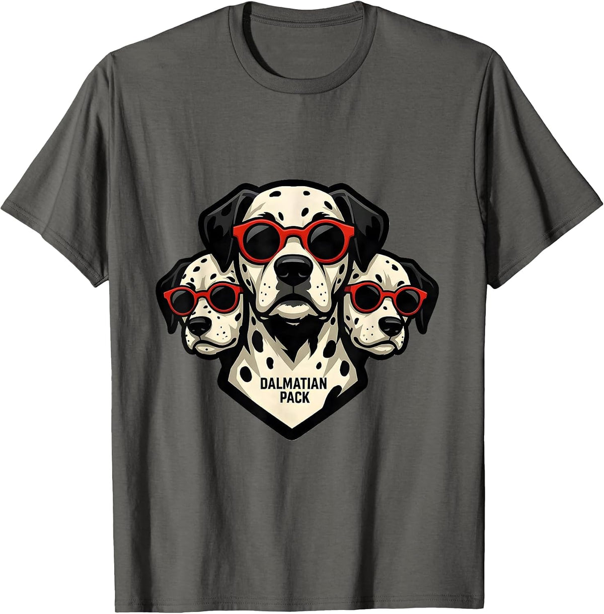 Dalmatian Pack Bold Mascot Logo Dog Breed Portrait T-Shirt - Asphalt Grey