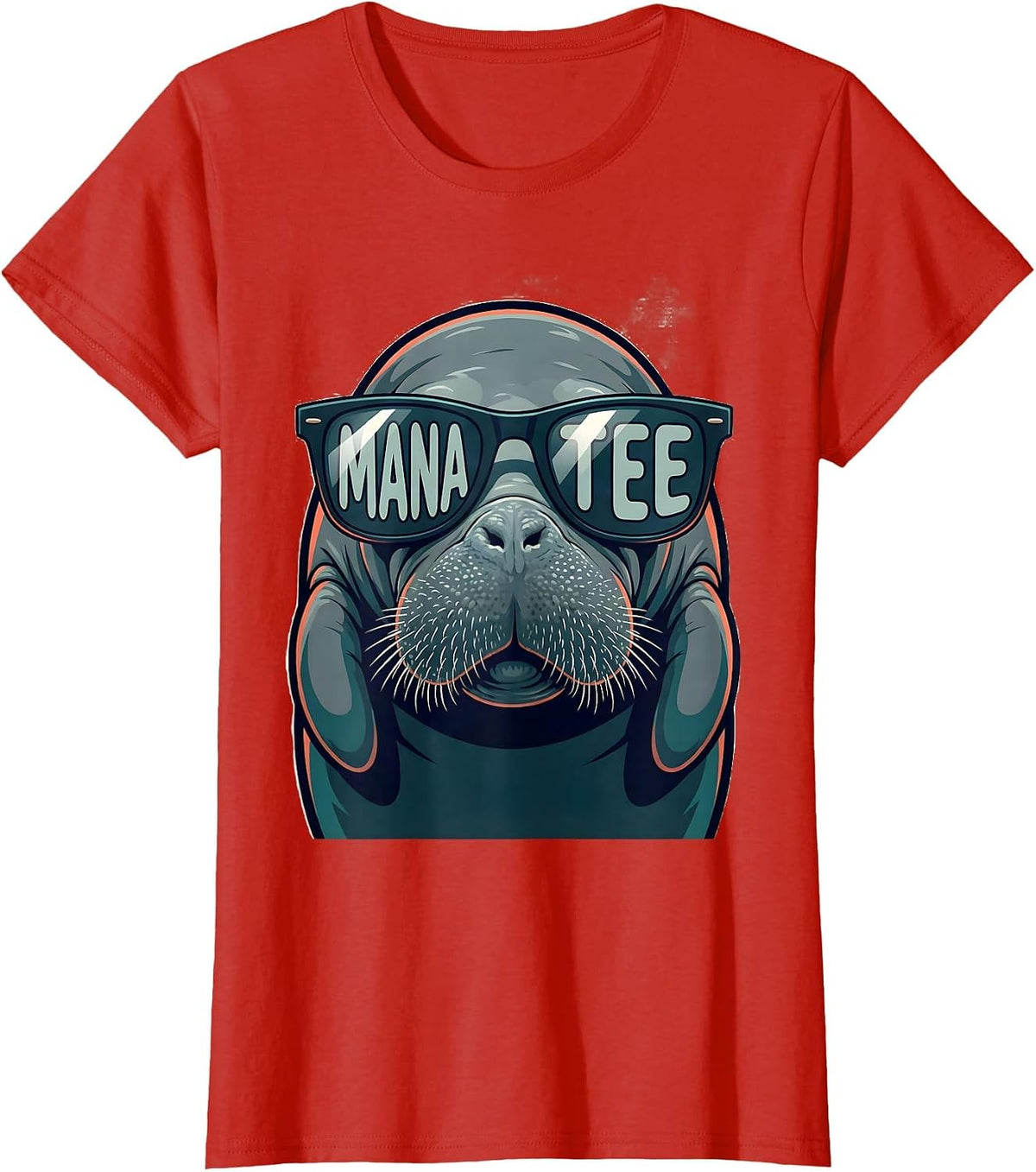 Women's MANATEE College Mascot Animal Sunglasses Fan Gear T-Shirt - Red