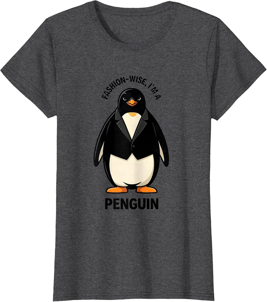 Women's Fashion-Wise, I'm A Penguin Funny Penguin Lover Animal Humor T-Shirt - Dark Heather Grey