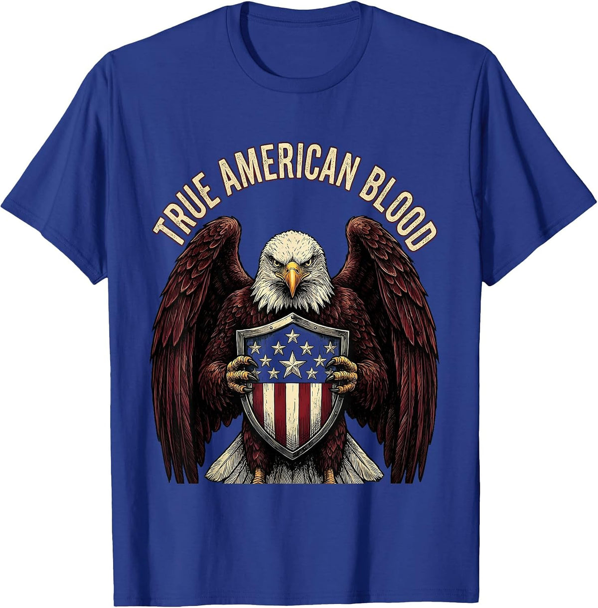 True American Blood Patriotic Pride Design T-Shirt - Royal Blue