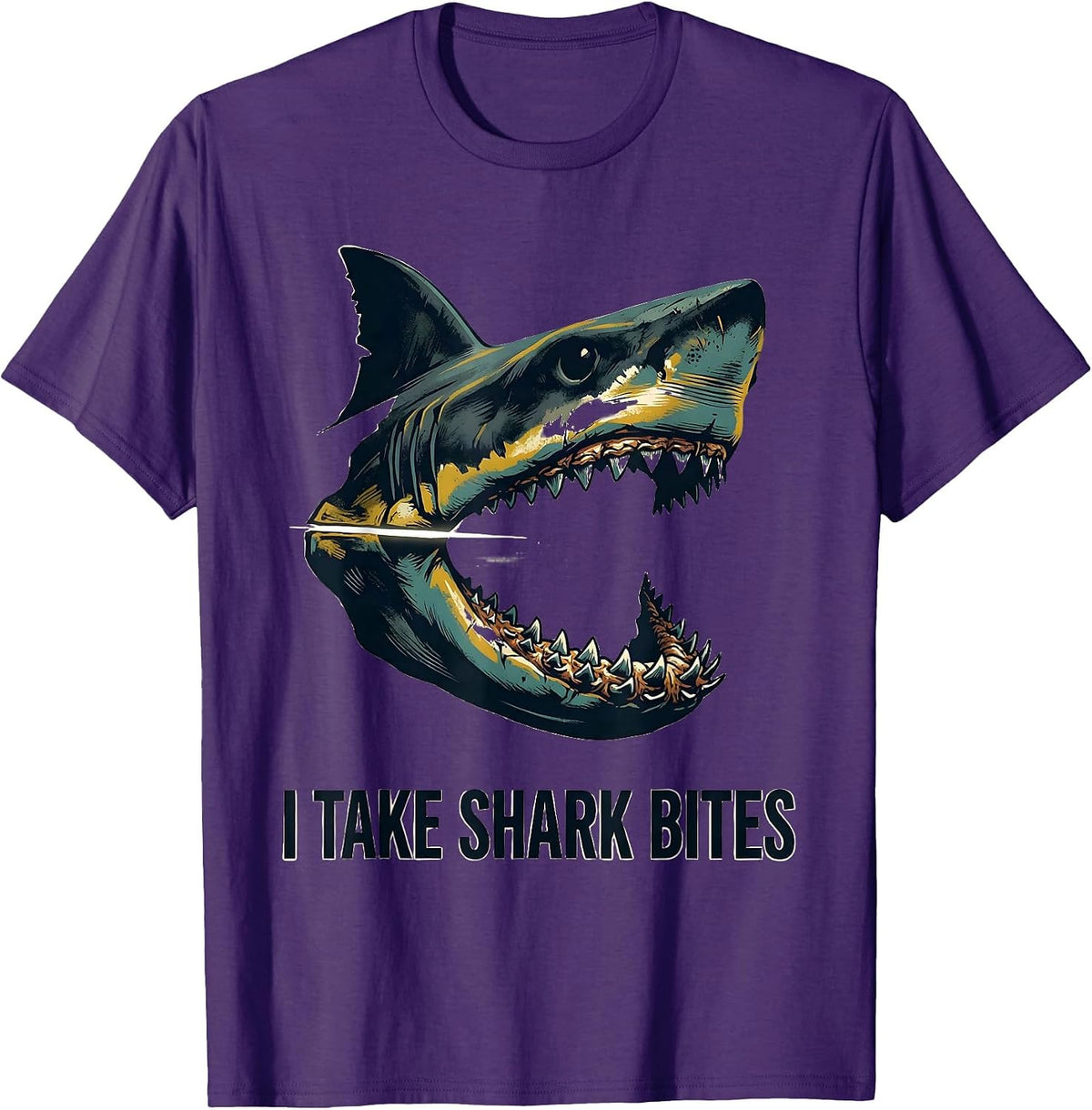 Men's I Take Shark Bites Funny Shark Lover Ocean Wildlife Humor T-Shirt - Purple