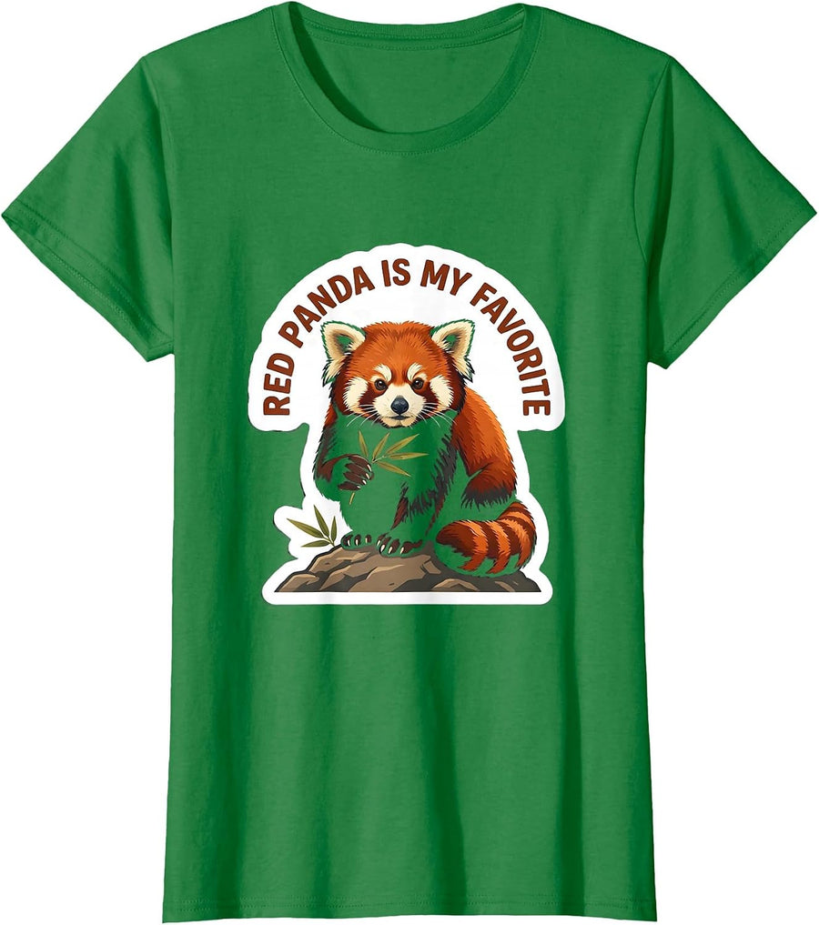Women's Red Panda Is My Favorite Funny Cute Animal Lover Gift T-Shirt - Kelly Green