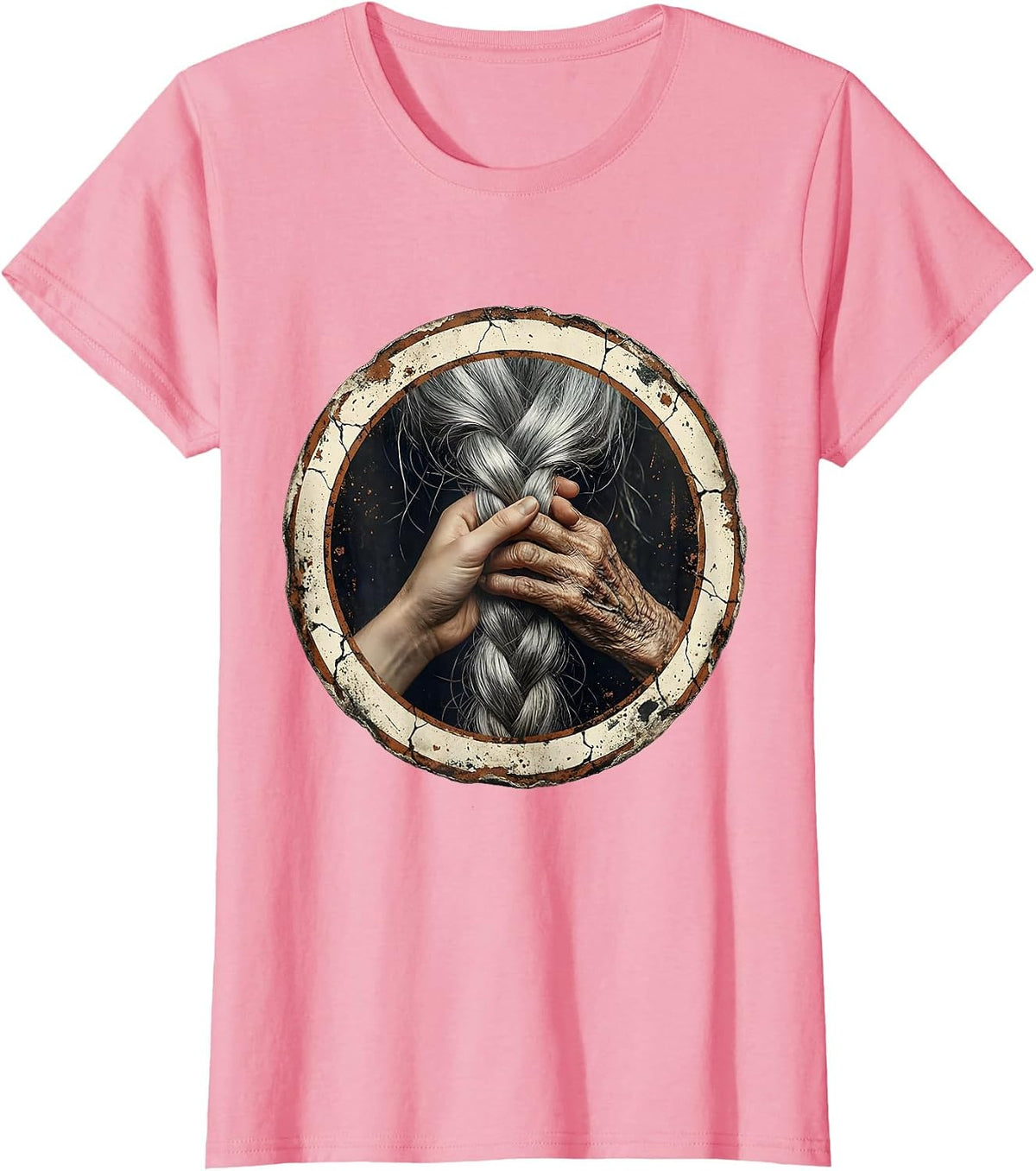 Women's Caregiver Braiding Elderly Woman's Hair Graphic T-Shirt - Pink