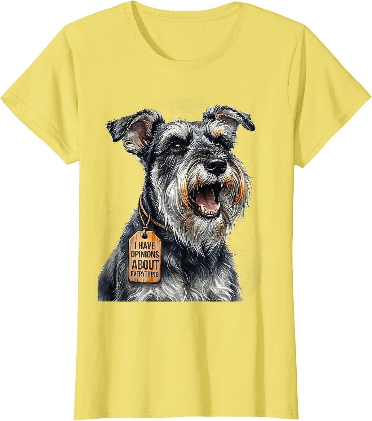 I Have Opinions About Everything Funny Miniature Schnauzer T-Shirt - Lemon Yellow