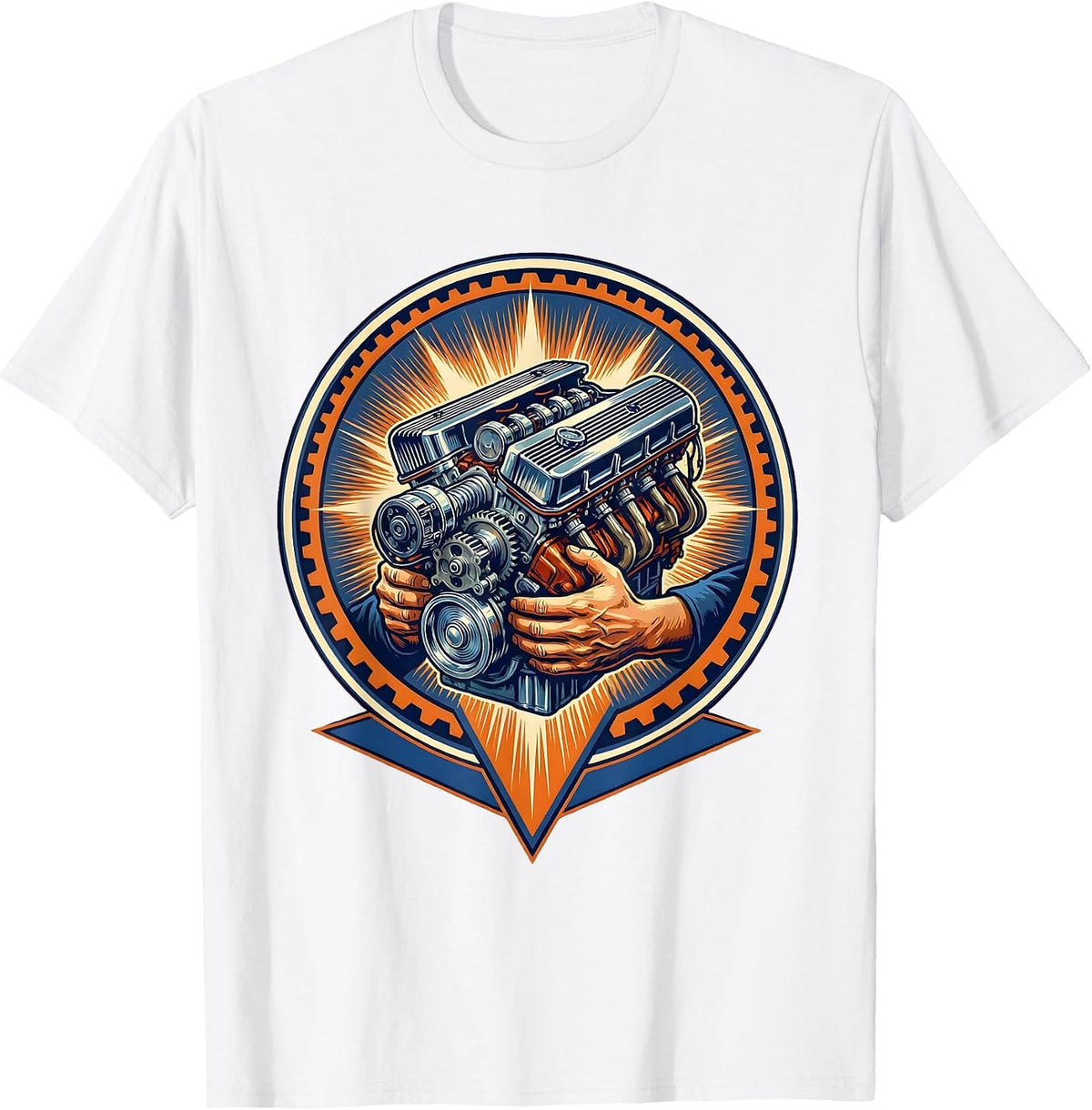 Cuba Classic Car Engine Mechanic Illustration T-Shirt - White