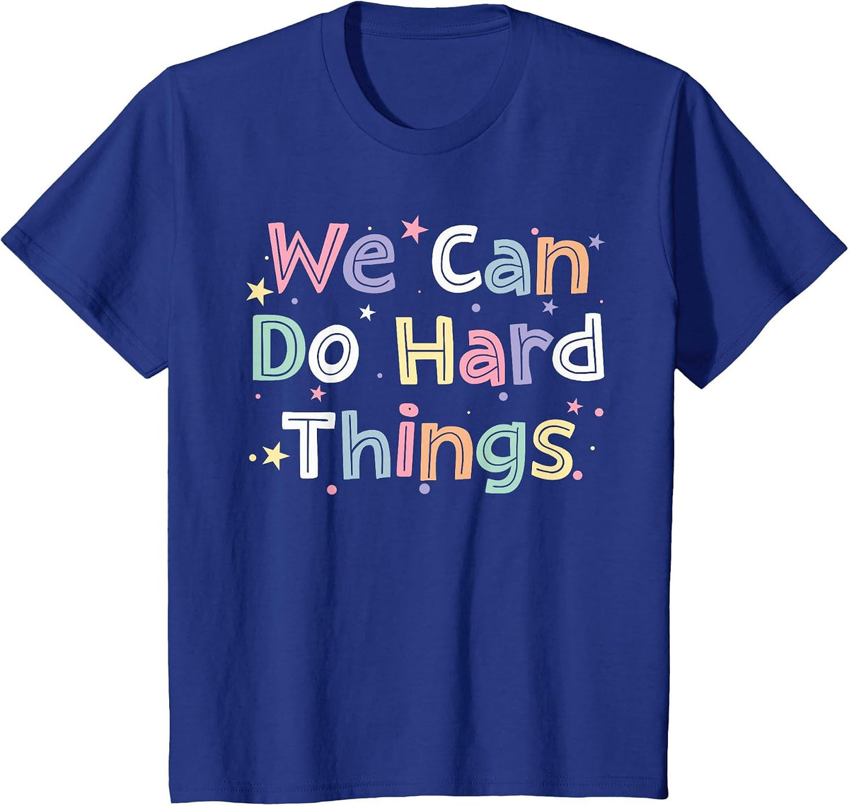 Retro We Can Do Hard-Things Womens Teacher Back to School T-Shirt - Royal Blue