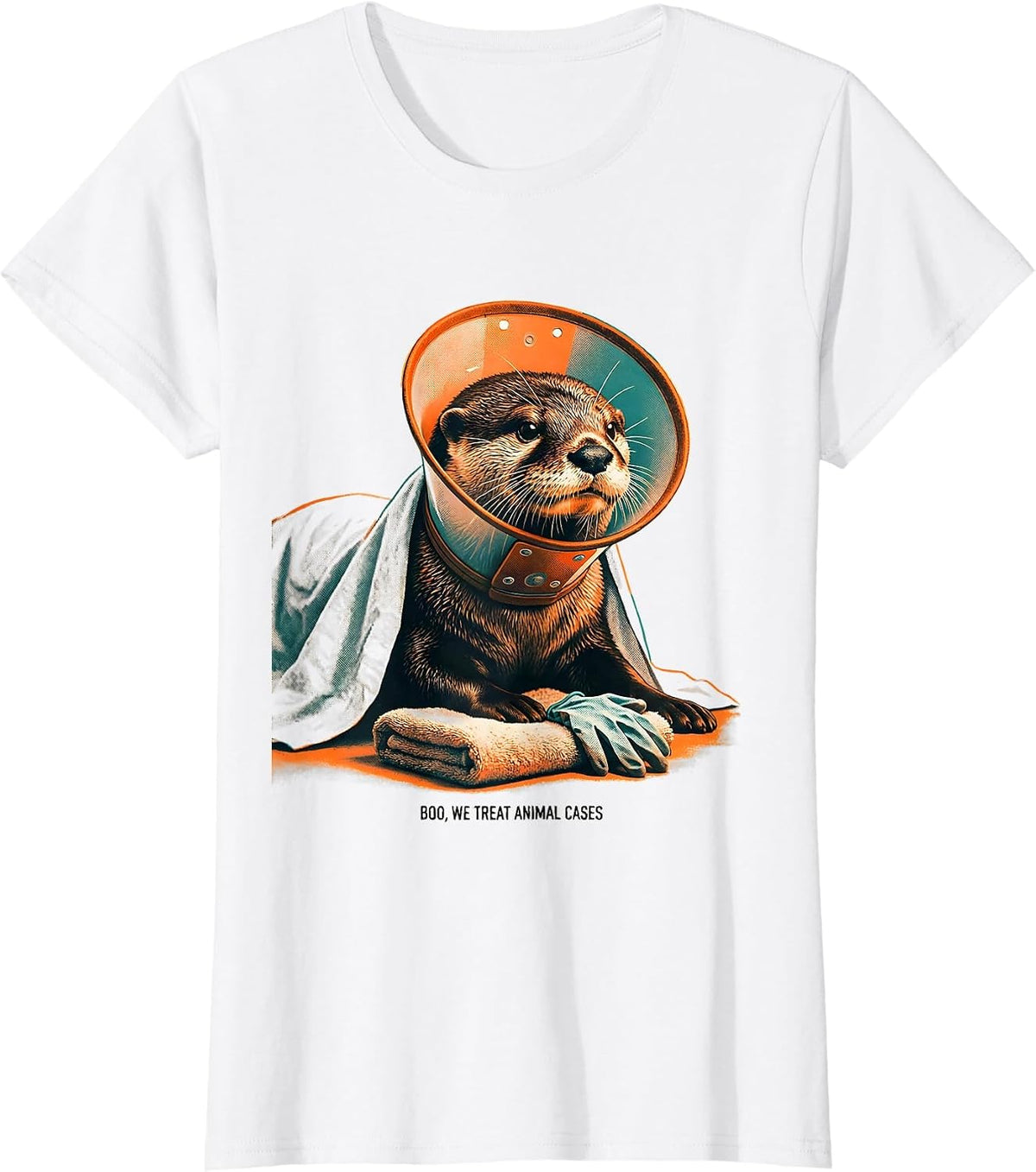 Women's Boo We Treat Animal Cases Funny Vet Tech Halloween Workplace T-Shirt - White