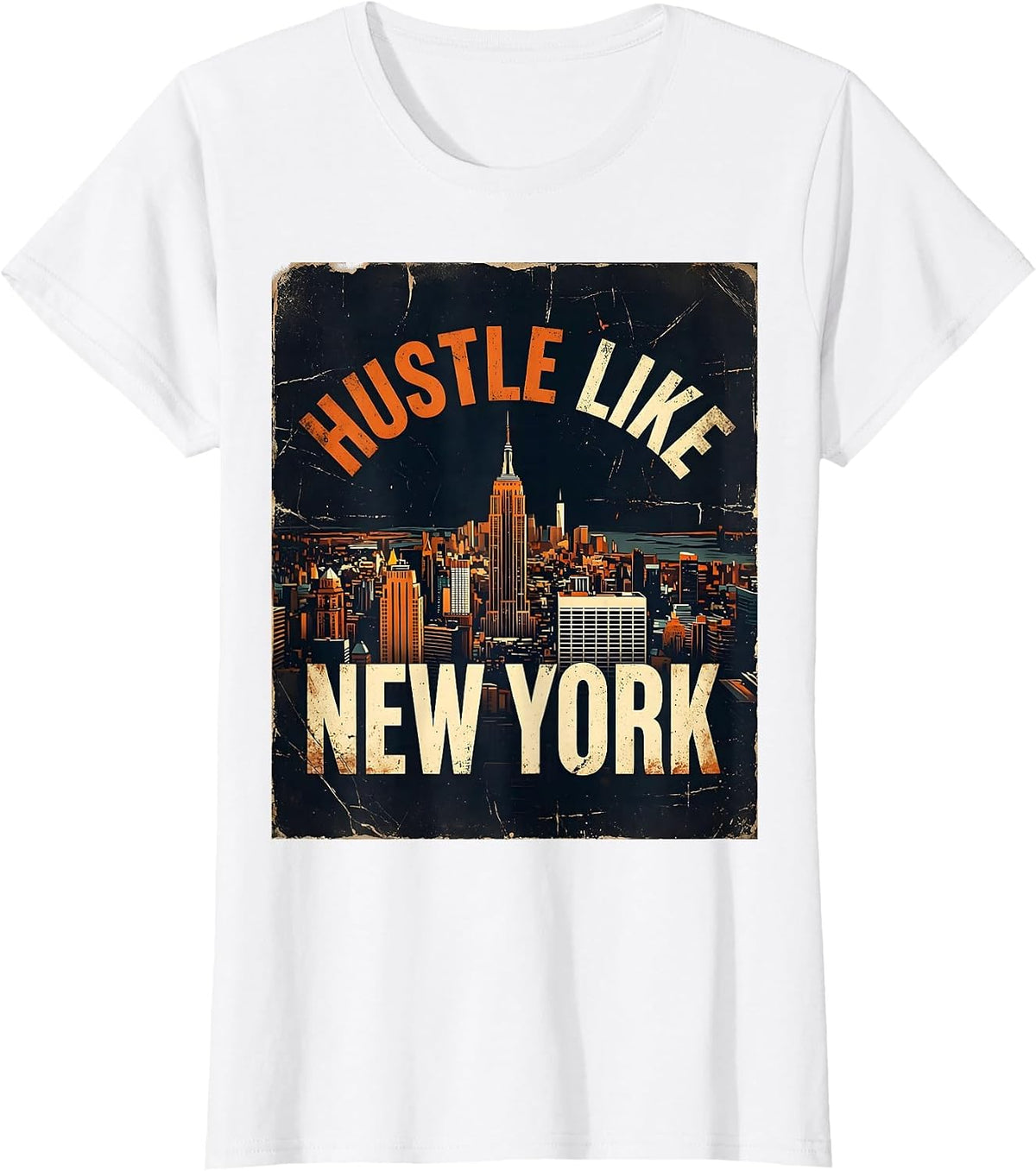 Hustle Like New York City Graphic Design T-Shirt - White