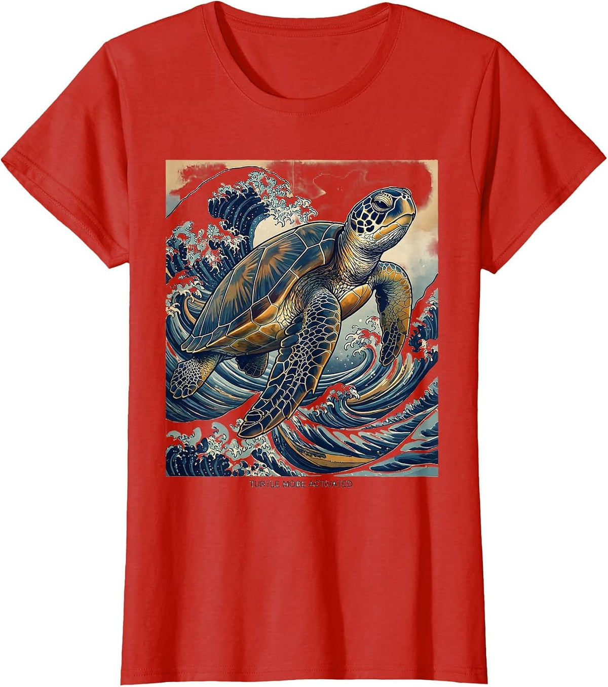 Turtle Mode Activated Fun Turtle Design T-Shirt - Red