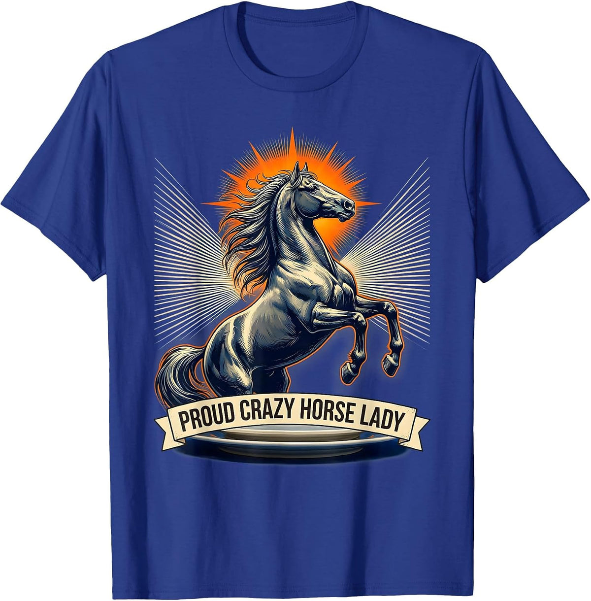 Men's Proud Crazy Horse Lady Equestrian Design T-Shirt - Royal Blue