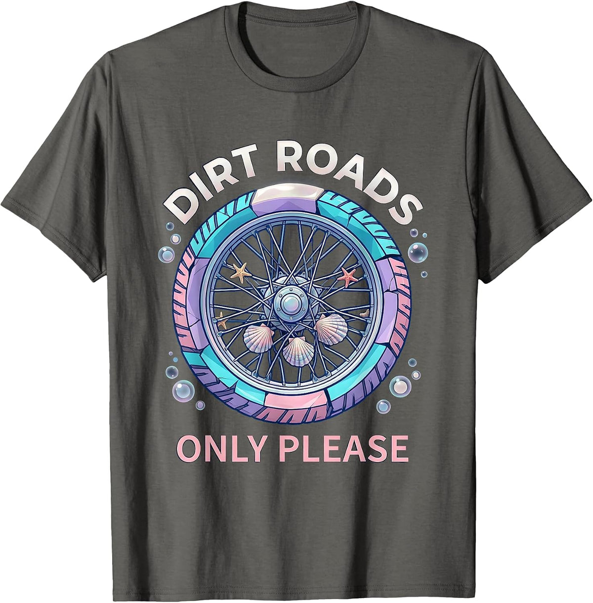 Dirt Roads Only Please Motorcycle Design T-Shirt - Asphalt Grey