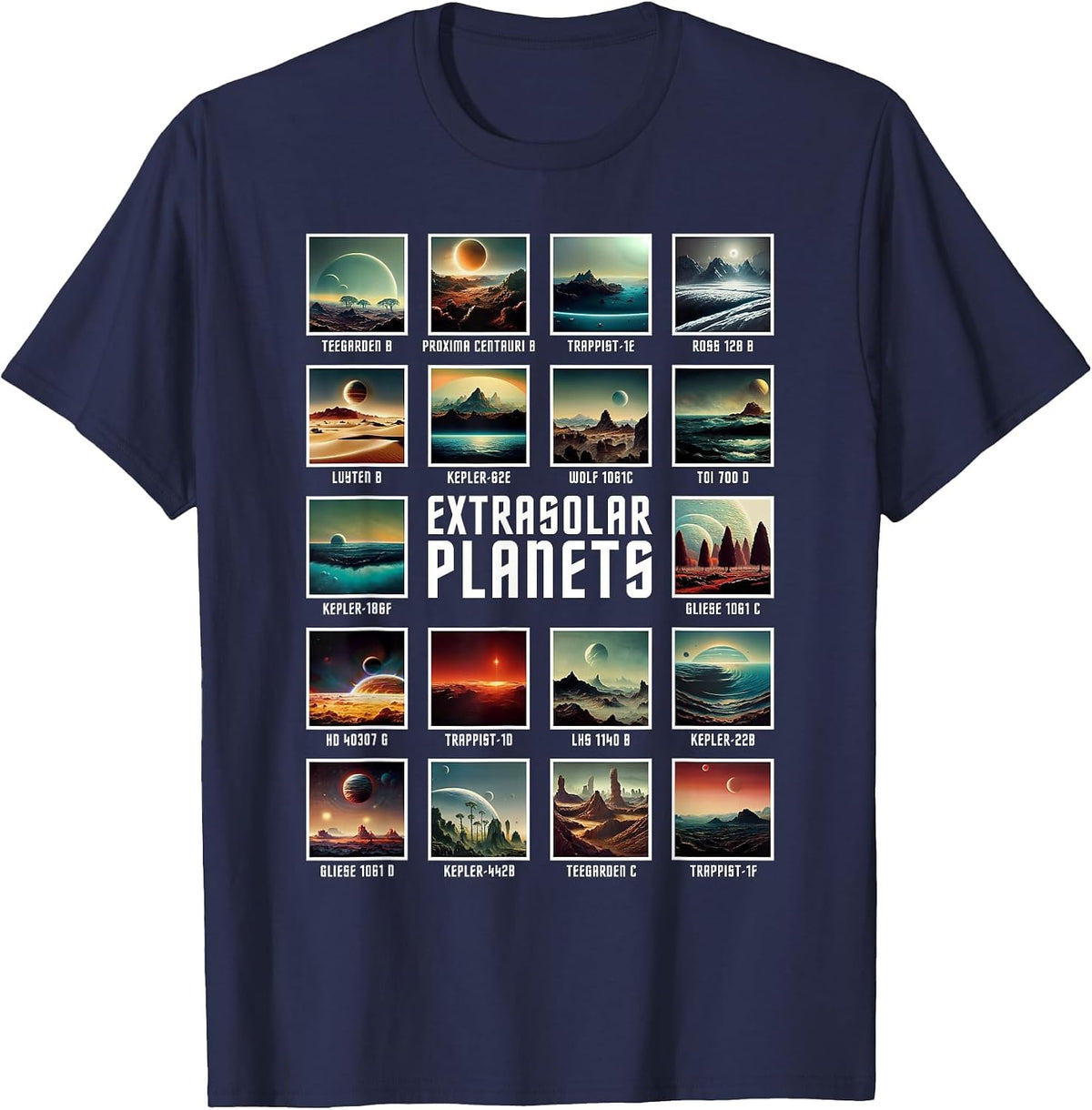 Exoplanet Extrasolar Planet Space Astronomy Astrophysics T-Shirt - Navy Blue