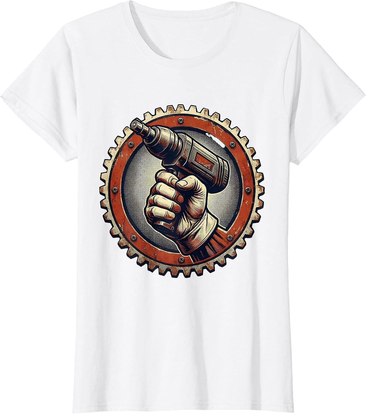 Rosie the Riveter Riveting Gun Illustration T-Shirt - White