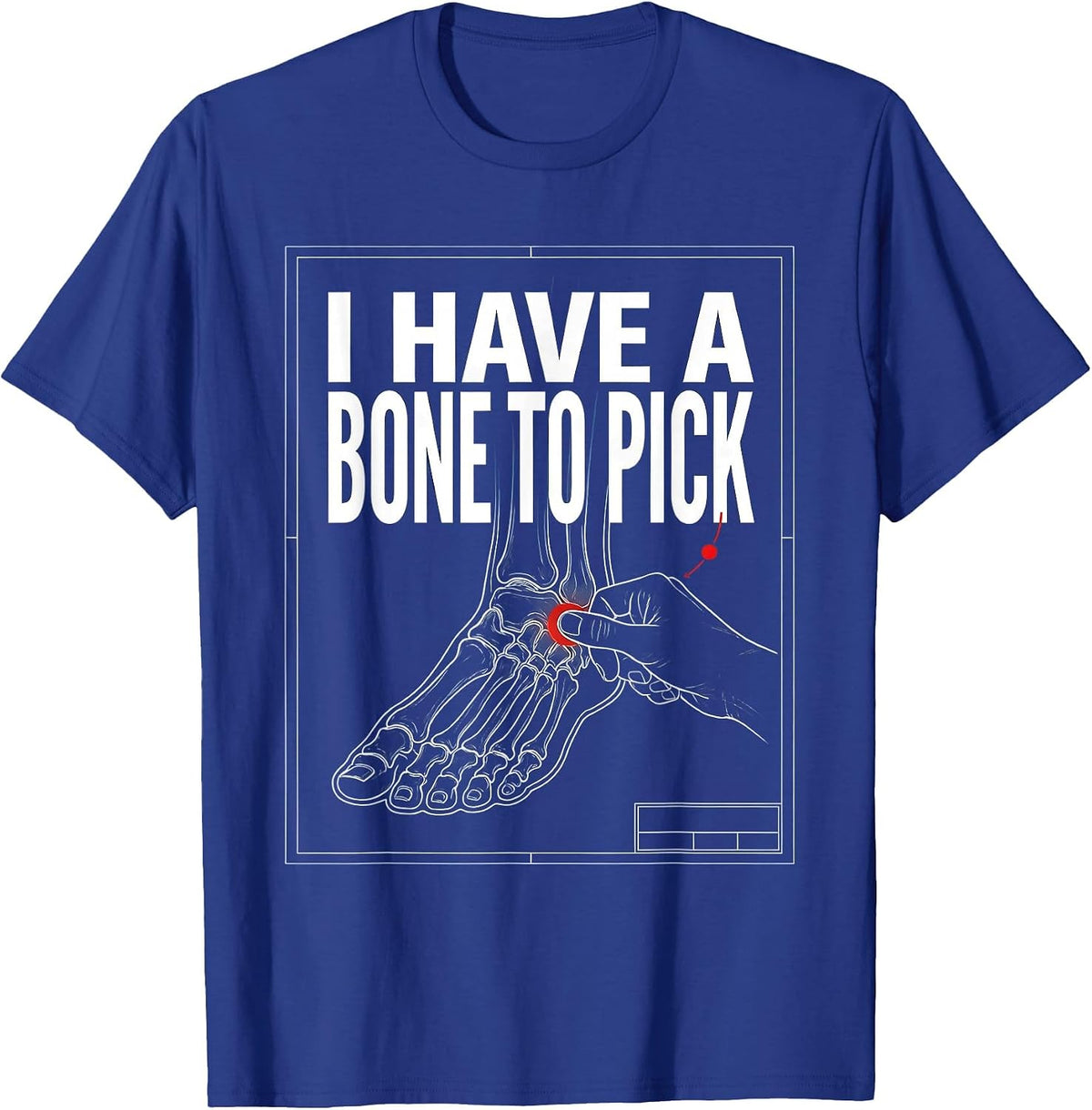 Men's I Have A Bone To Pick Technical Blueprint Physical Therapist T-Shirt - Royal Blue